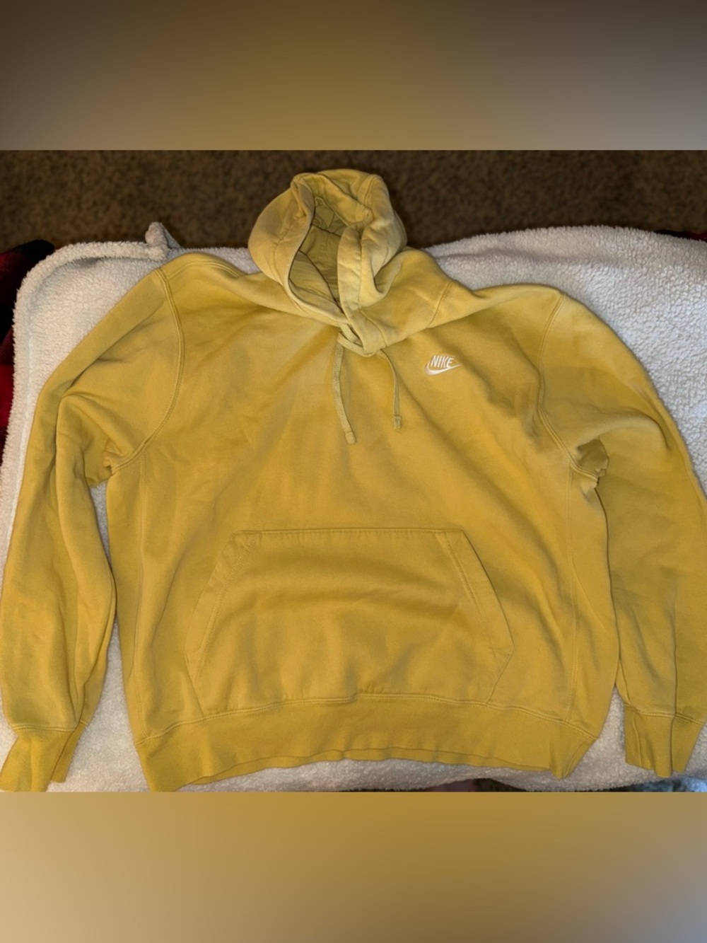 Nike unisex vintage style mustard yellow hoodie – oversized fit / streetwear